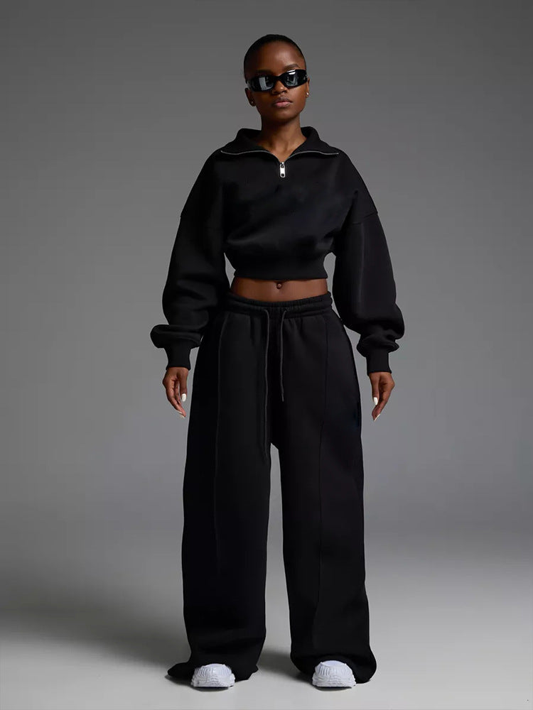 Damen lässiges und oversized Sweatset mit Reißverschluss Heidi-Mode