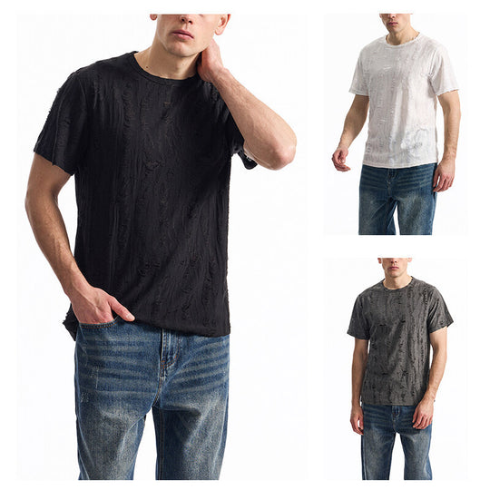Herren T-Shirt mit einzigartigem Design und strukturierten Stoff Heidi-Mode