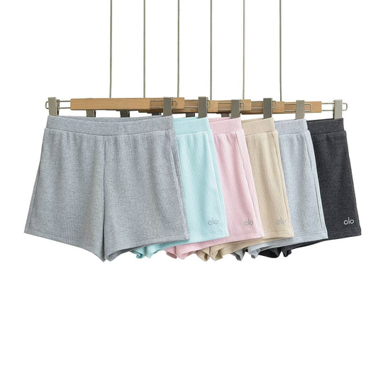 Damen Funktionsshorts im modernen Rippdesign mit elastischem Bund und praktischen Seitentaschen Heidi-Mode