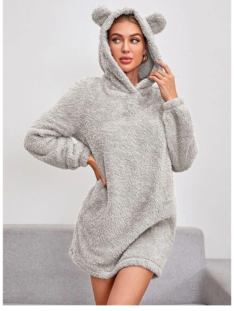 Damen Kuscheliger Hoodie mit Bärenohren Heidi-Mode