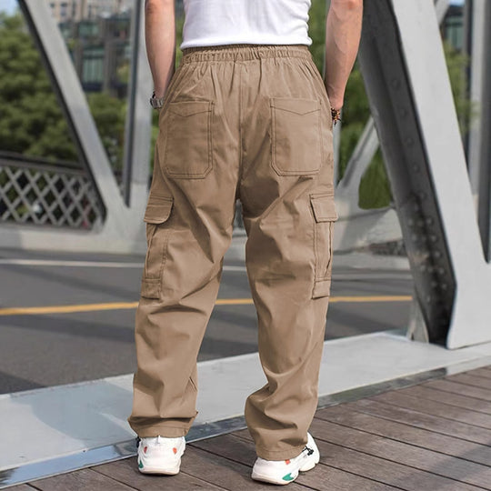 Herren lässige Cargo-Hose mit elastischem Bund und multifunktionalen Taschen Heidi-Mode