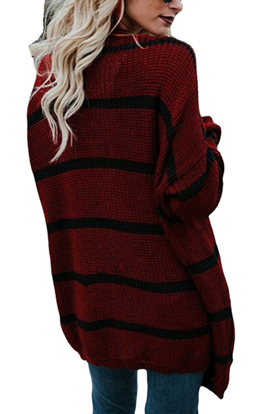Damen Strickcardigan mit lässigem Streifendesign und offenen Fronten Heidi-Mode