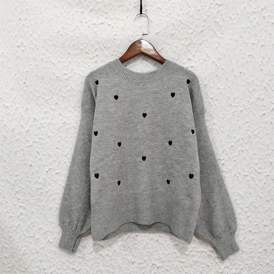 Damen Pullover mit verspieltem Herzdesign Heidi-Mode