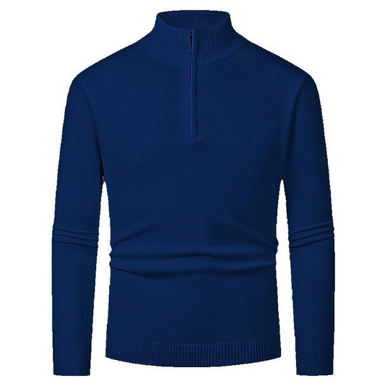 Herren Strickpullover mit hohem Kragen und halbem Reißverschluss Heidi-Mode