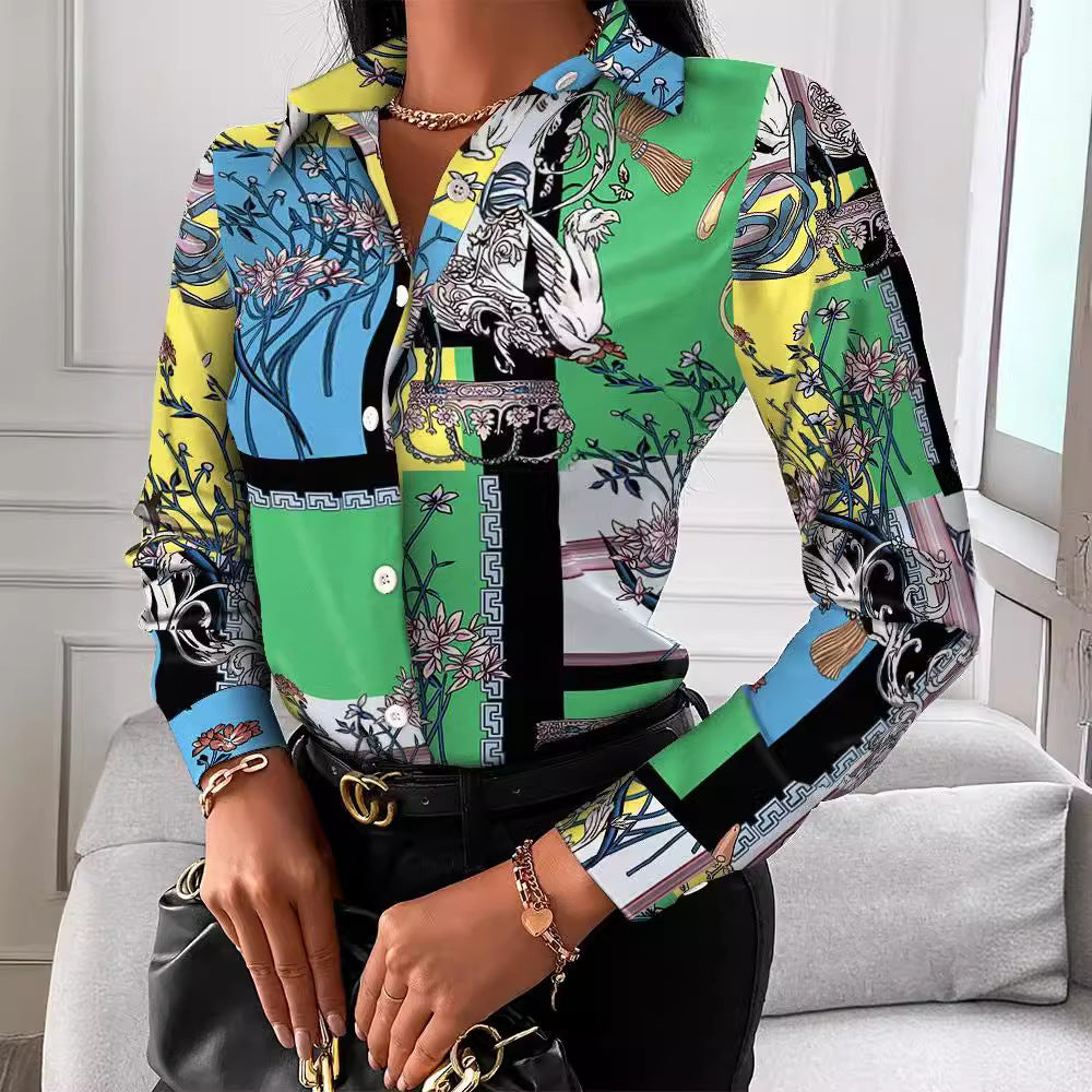 Damen Bluse mit elegantem Kettenmuster Heidi-Mode