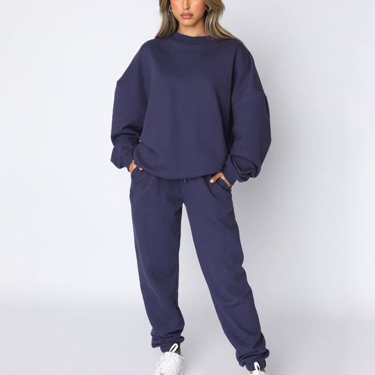 Damen bequemer und eleganter Freizeit-Loungewear-Anzug mit Kordelzug und hohen Bündchen Heidi-Mode