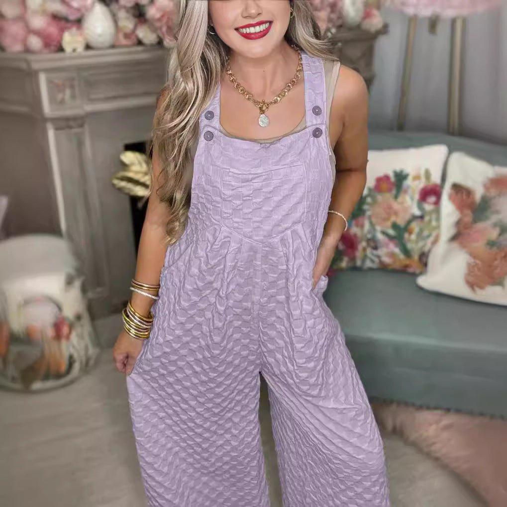 Damen weite Latzhose aus strukturiertem Material Heidi-Mode