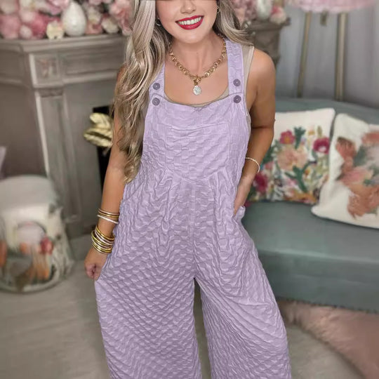 Damen weite Latzhose aus strukturiertem Material Heidi-Mode