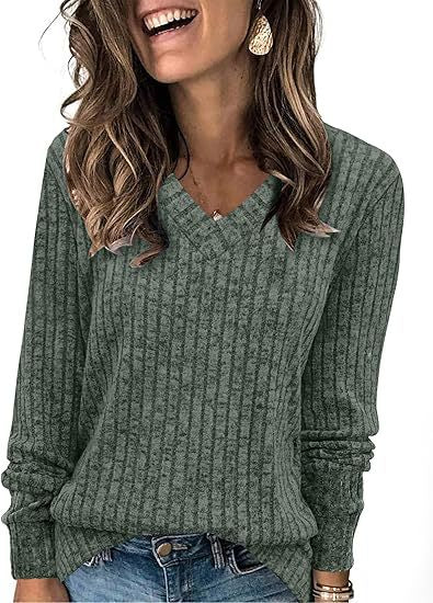 Damen eleganter V-Ausschnitt Pullover Heidi-Mode
