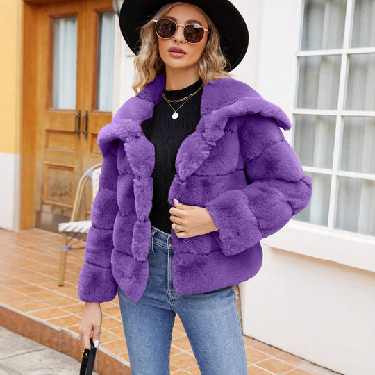 Damen Fleece-Puffjacke mit Kapuze Heidi-Mode