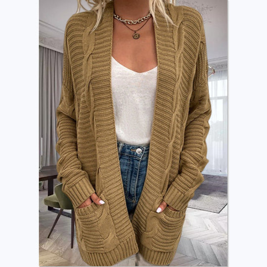 Damen Strickcardigan mit strukturiertem Design und großen Taschen Heidi-Mode