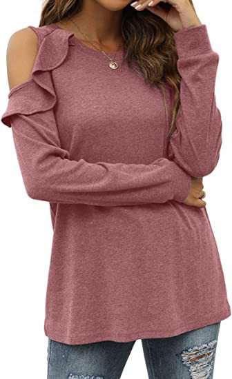 Damen Oberteil mit Schößchen und Cold-Shoulder-Design Heidi-Mode