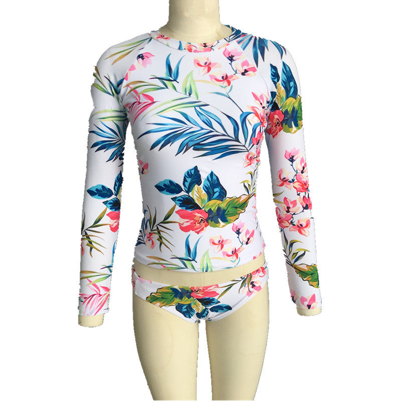 Damen Sportlicher Rashguard-Bikini-Set mit langem Arm und floralem Design Heidi-Mode