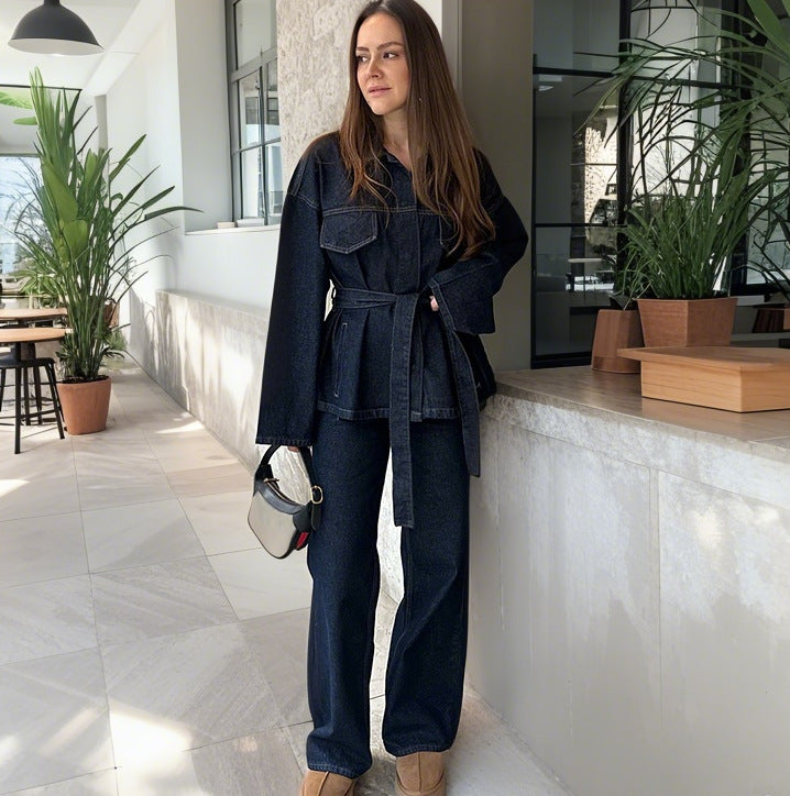 Damen Hoch taillierte Jeans mit weitem Bein und edler Verarbeitung Heidi-Mode