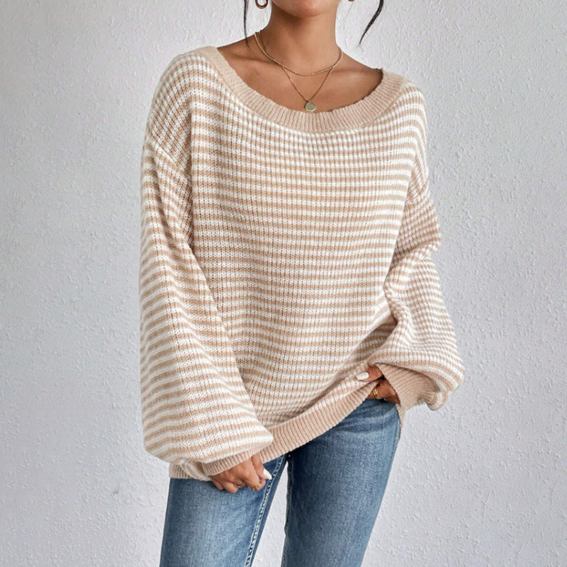 Damen lässiger Oversized-Pullover mit asymmetrischem Schnitt und modernem Gewebe Heidi-Mode