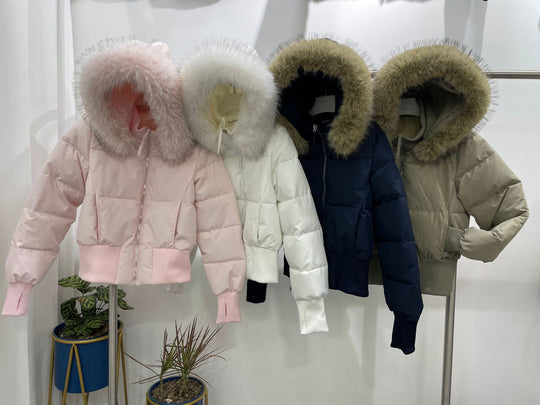 Warm Leicht Gesteppt Abnehmbare Kapuze Winterjacke Damen | Heidi-Mode