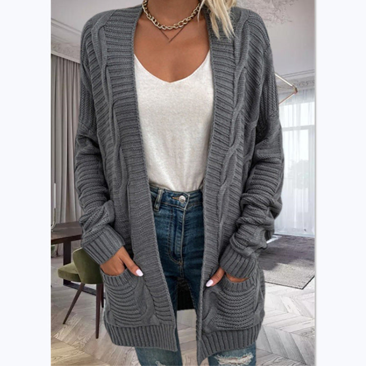 Damen Strickcardigan mit strukturiertem Design und großen Taschen Heidi-Mode