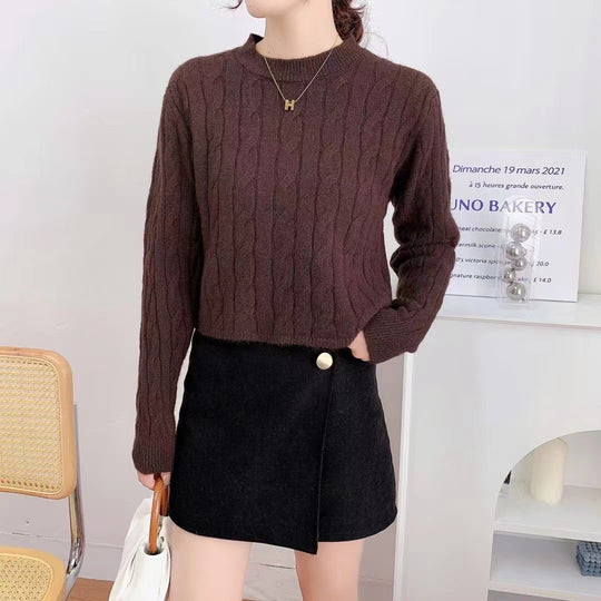 Damen Grobstrickpullover mit strukturiertem Muster und lässigem Schnitt Heidi-Mode