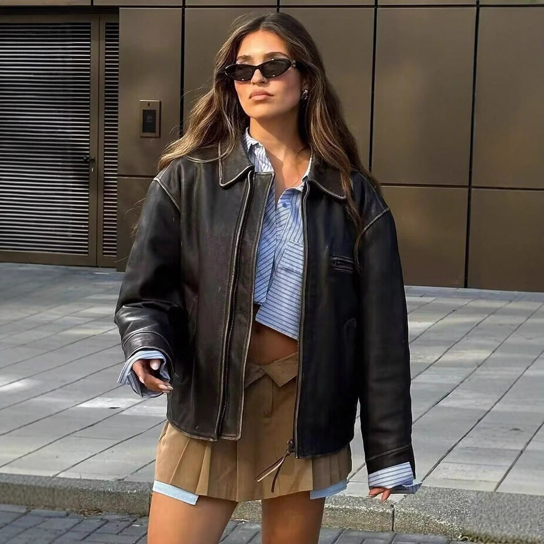 Damen cropped Hemdjacke mit strukturierten Taschen und trendigem Schnitt Heidi-Mode