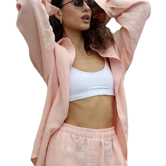 Damen Oversized Hemdblusenkleid mit langen Ärmeln und asymmetrischem Schnitt Heidi-Mode