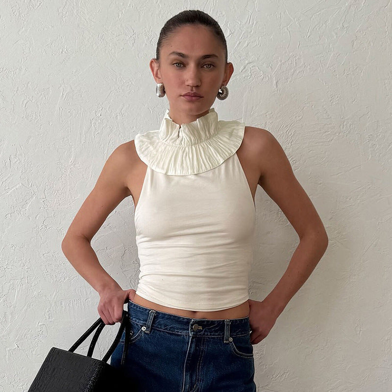 Damen Top mit voluminösem Kragen und figurschmeichelndem Schnitt Heidi-Mode