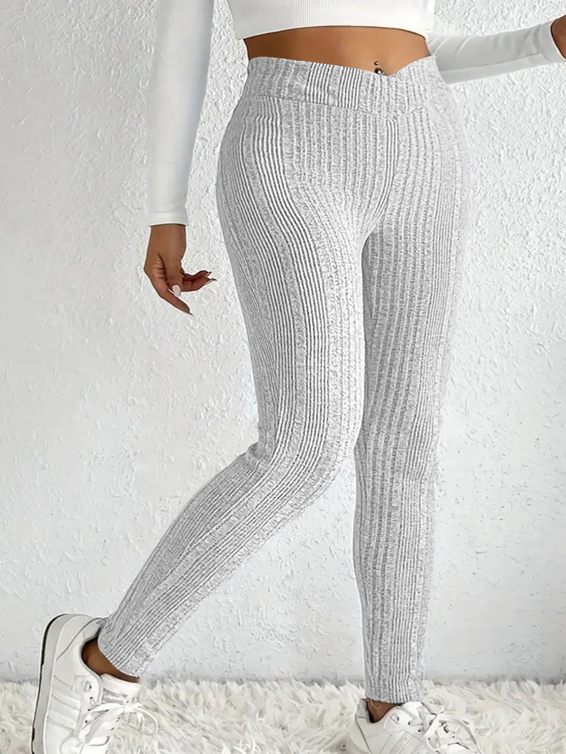 Damen Hochwertige Strickleggings im eleganten Rippmuster Heidi-Mode