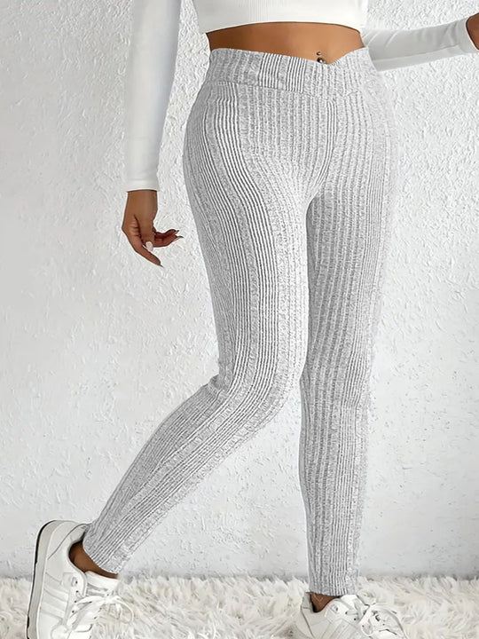 Damen Hochwertige Strickleggings im eleganten Rippmuster Heidi-Mode