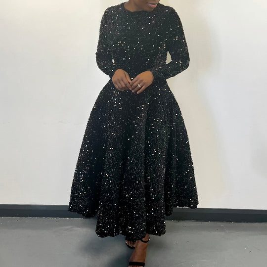 Damen Abendkleid mit glitzernden Pailletten und eleganter A-Linie Heidi-Mode