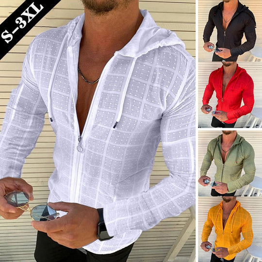 Herren Sportliche Langarmjacke mit innovativem Texturmuster und praktischem Reißverschluss Heidi-Mode