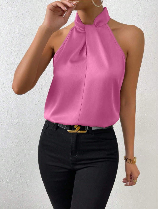 Heidi-Mode | Damen Knoten Hals Stil Top Seide