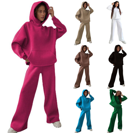 Damen Lässiger Kapuzenpullover und weit geschnittene Jogginghose Set Heidi-Mode