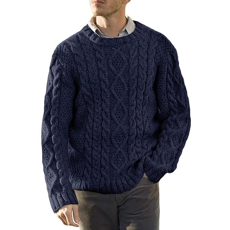 Herren Grobstrickpullover mit klassischem Zopfmuster Heidi-Mode