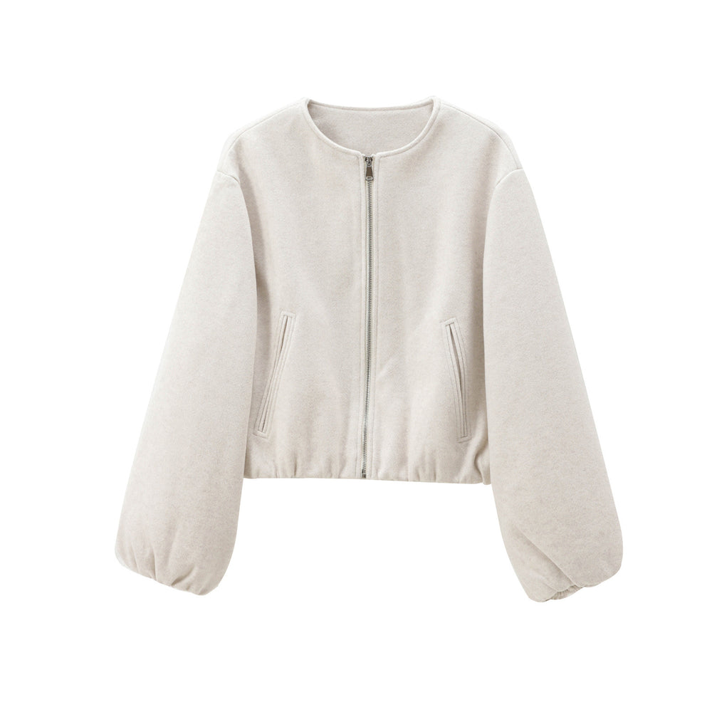Damen modische Zip-Jacke mit oversized Ärmeln und tiefen Taschen Heidi-Mode