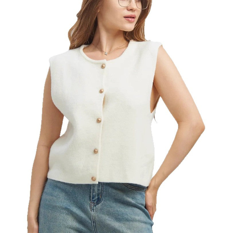 Damen Strickweste mit edlen Knöpfen Heidi-Mode