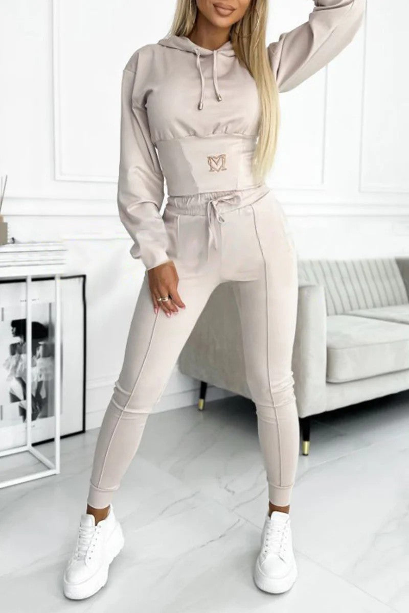 Damen Sportliches Jumpsuit-Set mit Kapuze und elastischem Bund Heidi-Mode