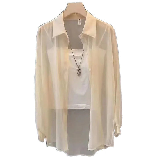 Femme Transparente Knopf-down Geschichtete Tunika Heidi-Mode