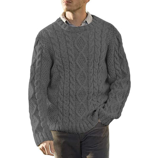Herren Grobstrickpullover mit klassischem Zopfmuster Heidi-Mode