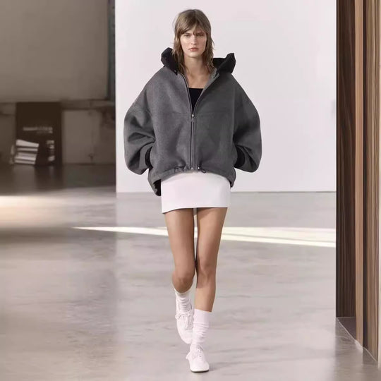 Damen modische Übergangsjacke mit kuscheliger Innenseite und verstellbarem Saum Heidi-Mode