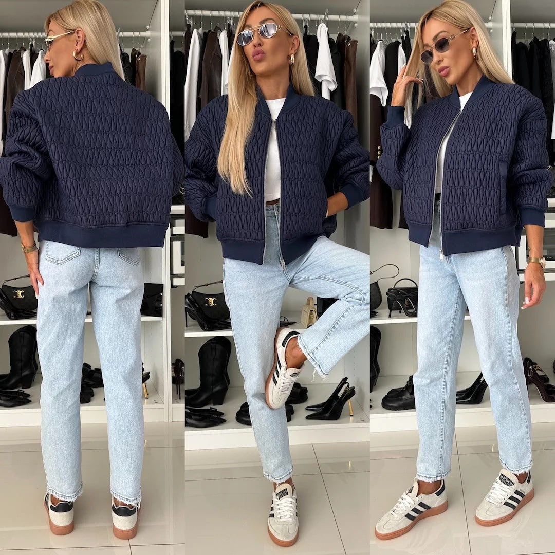 Damen elegante Steppjacke mit voluminösen Ärmeln Heidi-Mode