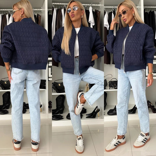 Damen elegante Steppjacke mit voluminösen Ärmeln Heidi-Mode