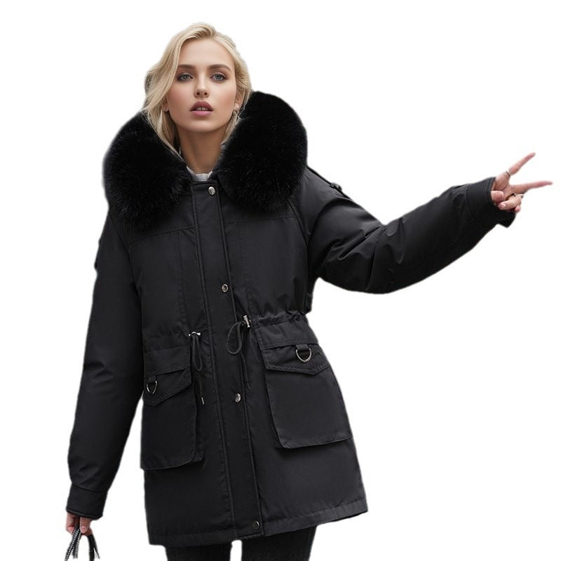 Damen warme Winterjacke mit abnehmbarem Pelzkragen Heidi-Mode