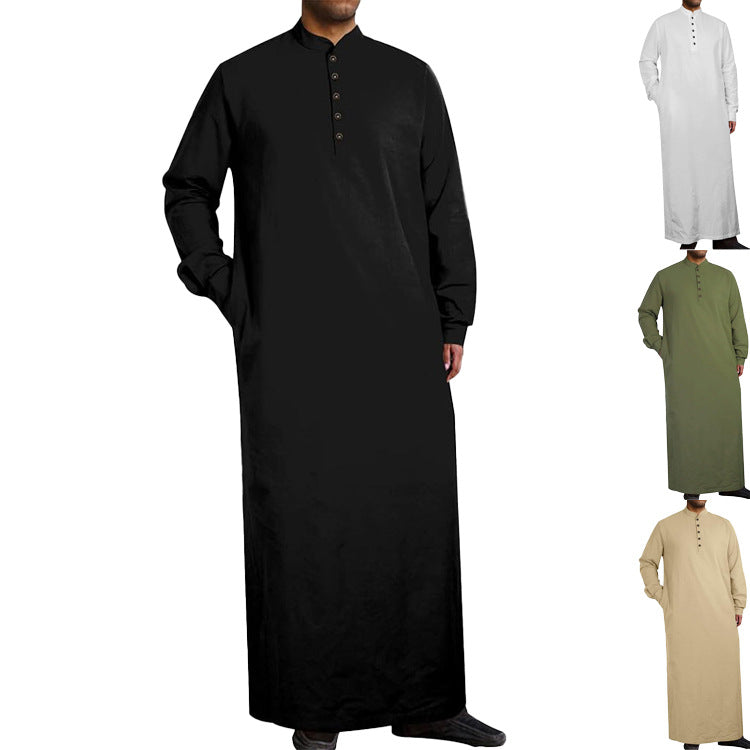Herren moderner Kaftan mit Knopfleisten-Design und weichem Baumwollmaterial Heidi-Mode