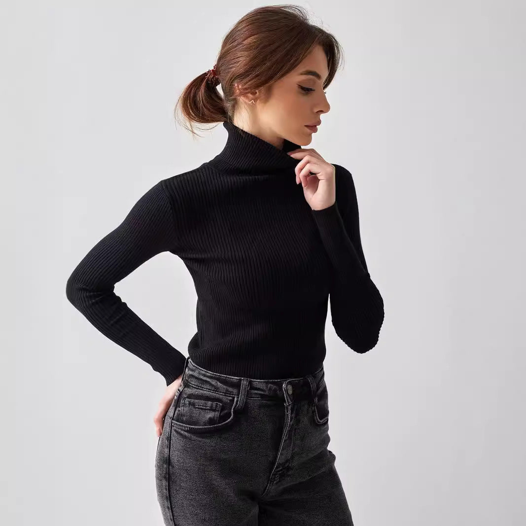 Damen Rollkragenpullover mit geripptem Design und lässigem Schnitt Heidi-Mode