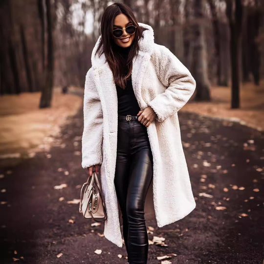 Damen kuschelige Teddyjacke im Oversized-Stil mit Kapuze Heidi-Mode