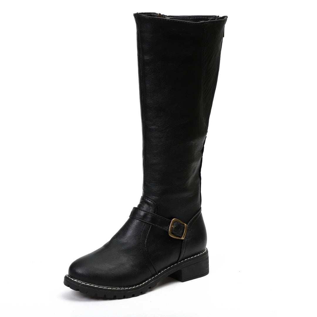 Damen Modische Stiefel mit eleganter Schnalle und robustem Profil Heidi-Mode