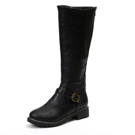 Damen Modische Stiefel mit eleganter Schnalle und robustem Profil Heidi-Mode