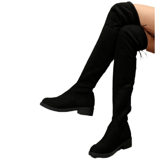 Damen Overknee-Stiefel aus weichem Wildleder mit praktischer Schnürung Heidi-Mode