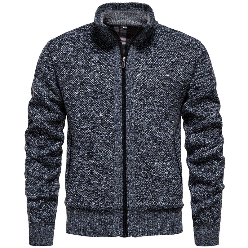 Herren Strickjacke mit hohem Kragen und praktischem Reißverschluss Heidi-Mode