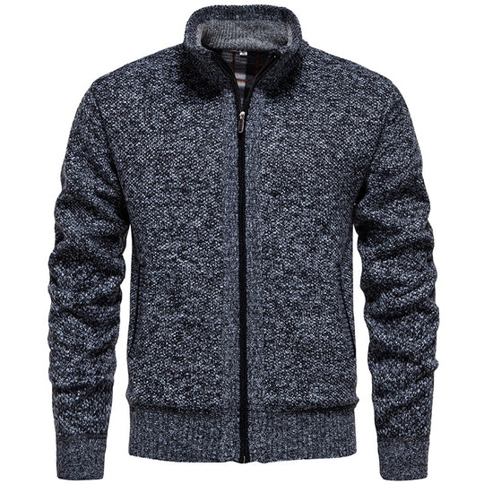 Herren Strickjacke mit hohem Kragen und praktischem Reißverschluss Heidi-Mode