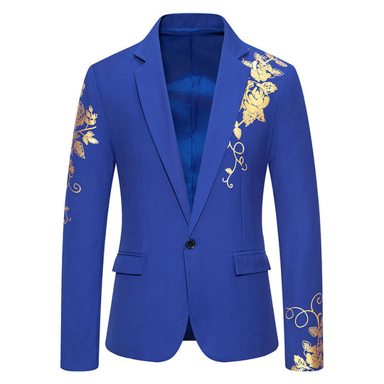 Herren eleganter Blazer mit floralem Gold-Design Heidi-Mode